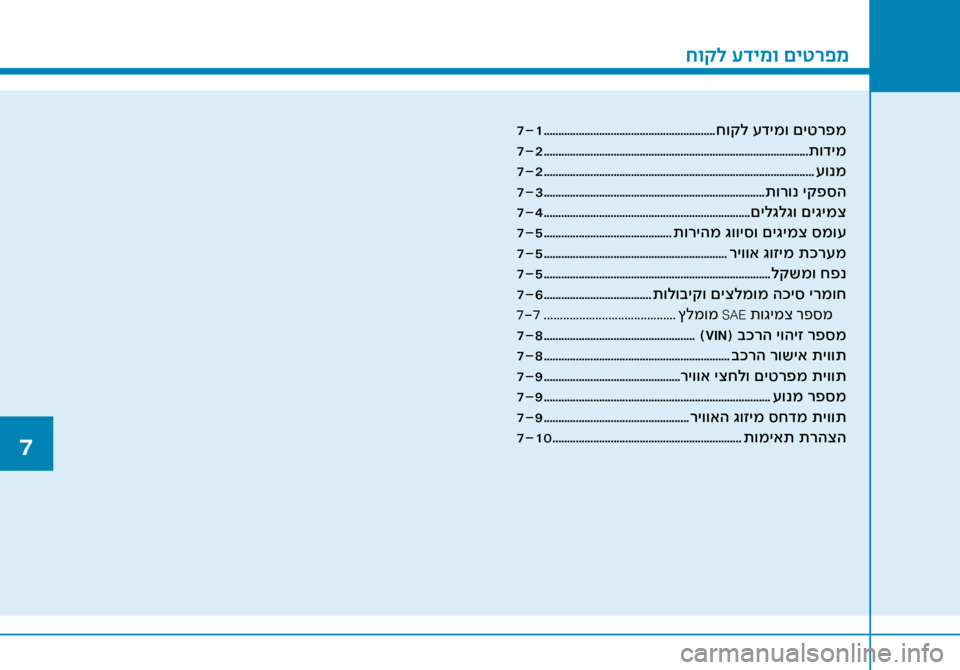 Hyundai Ioniq Hybrid 2017 הוראות תפעול לנהג חוקל \bדימו \fיטרפמ
7-1 ........................................................... חוקל \fדימו םיטרפמ
7-2 ................................................................. Hyundai Ioniq Hybrid 2017 הוראות תפעול לנהג חוקל \bדימו \fיטרפמ
7-1 ........................................................... חוקל \fדימו םיטרפמ
7-2 .................................................................