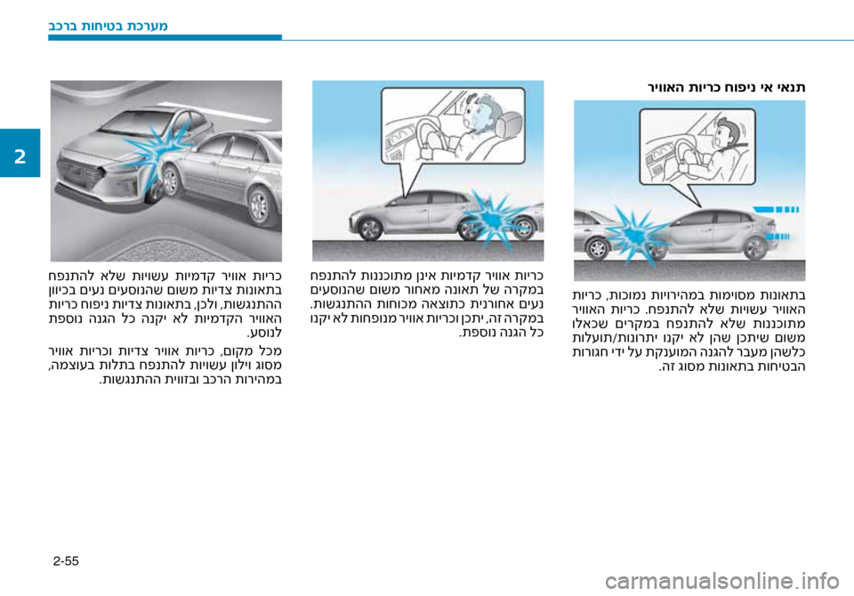Hyundai Ioniq Hybrid 2017  הוראות תפעול לנהג 2-55
ריוואה תויר\f חופינ יא\ז יאנת
 תוירכ  ,תוכומנ  תויוריהמב  תומיו\bמ  תונואתב
 ריוואה  תוירכ  .חפנתהל  אלש  תויוש\f  