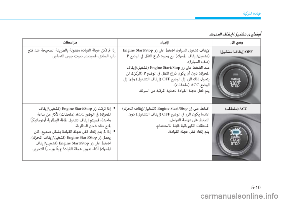 Hyundai Ioniq Hybrid 2017  دليل المالك 5-10
ﺔﺒﻛﺮﳌا ةدﺎﻴﻗ
�6�ﱃ�و�ﳌ�ن�n�ﺷ�بم�F�ﻷ�ن/�m�P�%�ﻄ�ﻋ�ن�ق�ك�ن�8�ﺷ�ﺚ�i�ع
(�ير�ﺷ�بم�H�p�ﴪ)�نACC
�ق�ﰲ�r�ﳌ�ن�4�ﺚ�i
 Engine Start/Stop رز ﲆ
