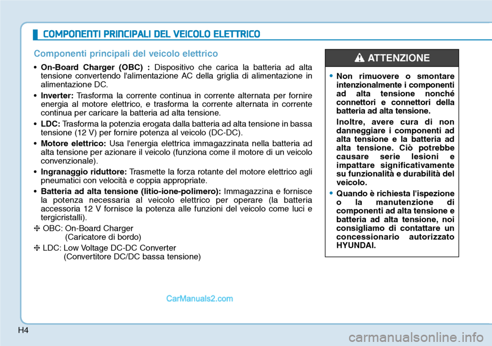 Hyundai Kona EV 2019  Manuale del proprietario (in Italian) H4
COMPONENTI PRINCIPALI DEL VEICOLO ELETTRICO

