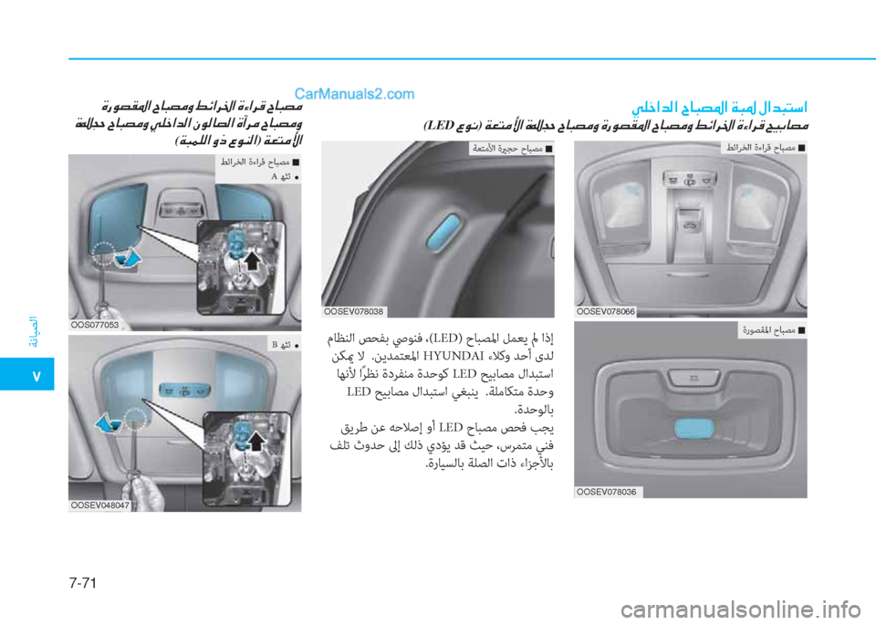 Hyundai Kona EV 2019  دليل المالك �5
ﺔﻧﺎﻴﺼﻟا
7-71
 مﺎﻈﻨﻟا ﺺﺤﻔﺑ ﴆﻮﻨﻓ ، (LED) حﺎﺒﺼﳌا ﻞﻤﻌﻳ لم اذإ
 ﻦﻜيم ﻻ  .ﻦﻳﺪﻤﺘﻌﳌا HYUNDA ءﻼﻛو ﺪﺣأ ىﺪ
