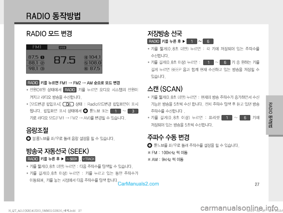 Hyundai Mighty 2015  마이티 표준3 오디오(A) (in Korean) ��
�3�"�%�*�0�2
XÑè
�3�"�%�*�0�}X�øƒ
RADIO�3�