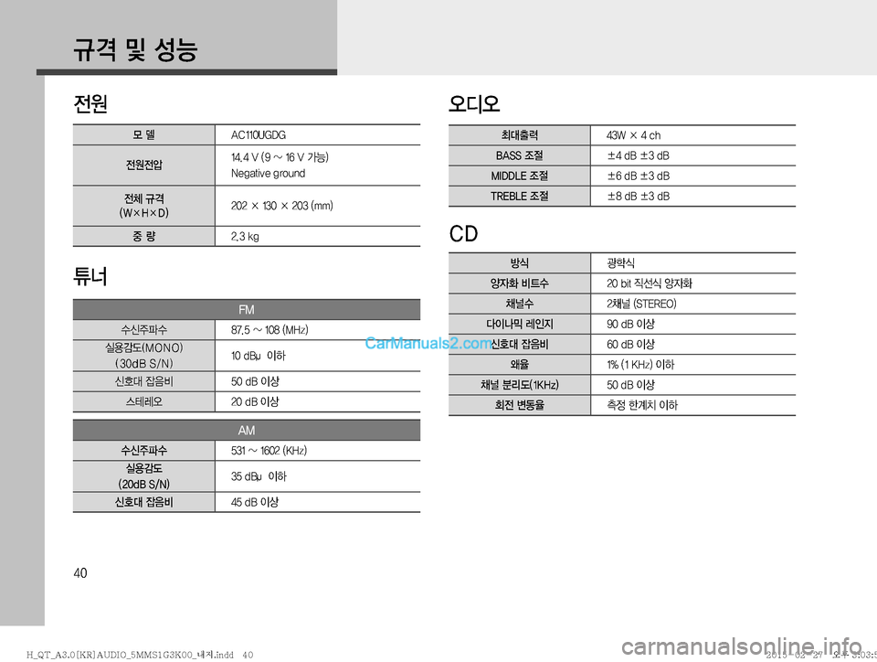 Hyundai Mighty 2015  마이티 표준3 오디오(A) (in Korean) ��
Ïz�Â�¿Þ

y

Z	ßc	ß
�$�%
}�
�"�$ ����6�(�%�(

y

y	‘ ��� ���7��	 ���_�����7�>