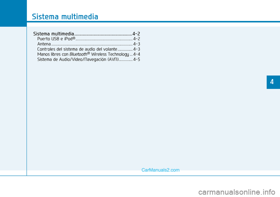 Hyundai Nexo 2019  Manual del propietario (in Spanish) �6�L�V�W�H�P�D��P�X�O�W�L�P�H�G�L�D
�6�L�V�W�H�P�D��P�X�O�W�L�P�H�G�L�D������������������������������������������������� ���
�3�X�H�U�W�R��8�6�%�