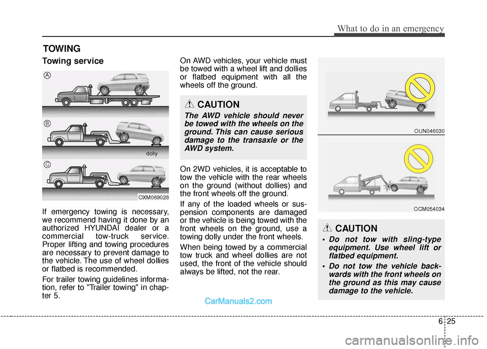 Hyundai Santa Fe 2018 Owners Manual 625
What to do in an emergency
TOWING
Towing service
If emergency towing is necessary,
we recommend having it done by an
authorized HYUNDAI dealer or a
commercial tow-truck service.
Proper lifting and Hyundai Santa Fe 2018 Owners Manual 625
What to do in an emergency
TOWING
Towing service
If emergency towing is necessary,
we recommend having it done by an
authorized HYUNDAI dealer or a
commercial tow-truck service.
Proper lifting and