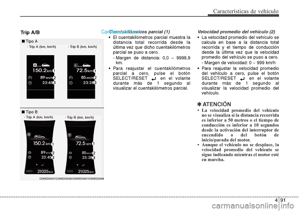 Hyundai Santa Fe 2016 Manual del propietario (in Spanish) 491
Características de vehículo
Cuentakilómetros parcial (1)
• El cuentakilómetros parcial muestra la
distancia total recorrida desde la
última vez que dicho cuentakilómetros
parcial se puso a Hyundai Santa Fe 2016 Manual del propietario (in Spanish) 491
Características de vehículo
Cuentakilómetros parcial (1)
• El cuentakilómetros parcial muestra la
distancia total recorrida desde la
última vez que dicho cuentakilómetros
parcial se puso a
