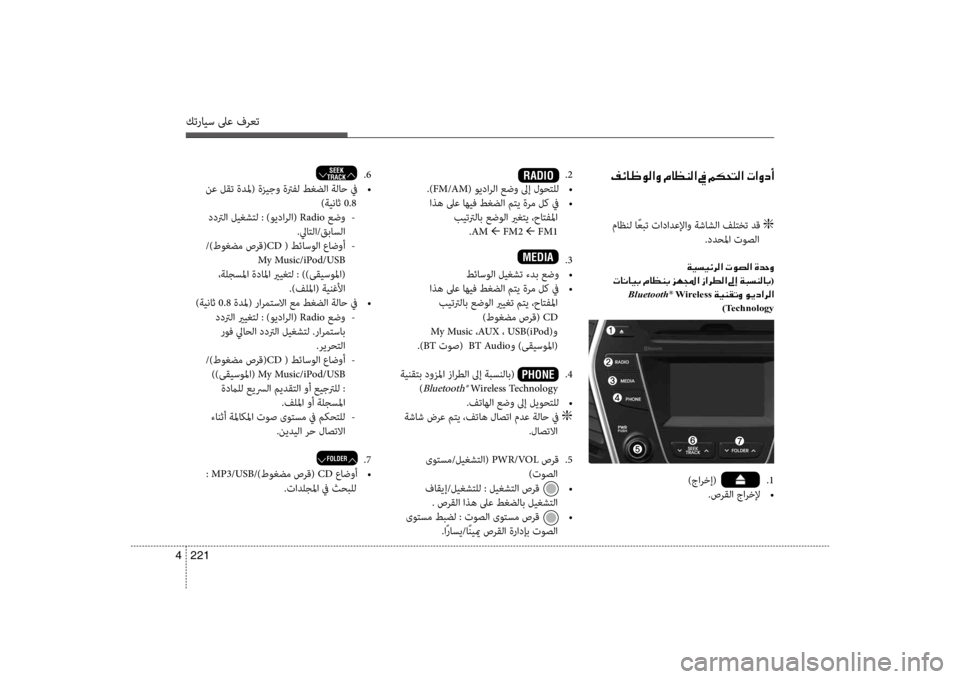 Hyundai Santa Fe 2014  دليل المالك كترايس لىع فرعت
221 
4
00AE00D3004000A000C900B8003F00C8001E00BF004000A100C100B8003F001E009D001E00BE00B50058004C00B8003F001E004E003F00C800630041 .2
.)FM/AM( ويدارلا عضو لىإ ل