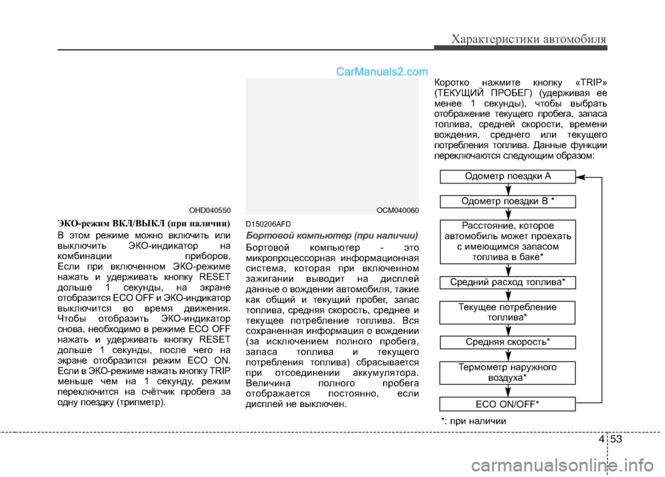 Hyundai Santa Fe 2010 Инструкция по эксплуатации (in Russian) 453
Характеристики автомобиля
ЭКО-режим ВКЛ/ВЫКЛ (при наличии)
В этом режиме можно включить или
выключить ЭКО-и Hyundai Santa Fe 2010 Инструкция по эксплуатации (in Russian) 453
Характеристики автомобиля
ЭКО-режим ВКЛ/ВЫКЛ (при наличии)
В этом режиме можно включить или
выключить ЭКО-и