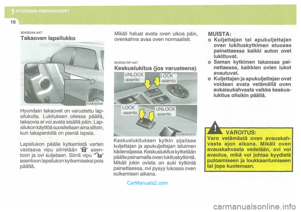 Hyundai Santa Fe 2009  Omistajan Käsikirja (in Finnish) 