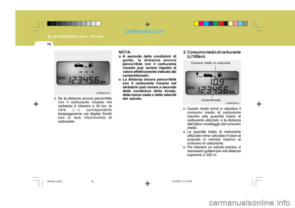 Hyundai Santa Fe 2007 Manuale del proprietario (in Italian) 1CARATTERISTICHE DELLA VETTURA
76
OCM052207LK NOTA:
o A seconda delle condizioni di
guida, la distanza ancora percorribile con il carburante rimasto può variare rispetto alvalore effettivamente indi Hyundai Santa Fe 2007 Manuale del proprietario (in Italian) 1CARATTERISTICHE DELLA VETTURA
76
OCM052207LK NOTA:
o A seconda delle condizioni di
guida, la distanza ancora percorribile con il carburante rimasto può variare rispetto alvalore effettivamente indi