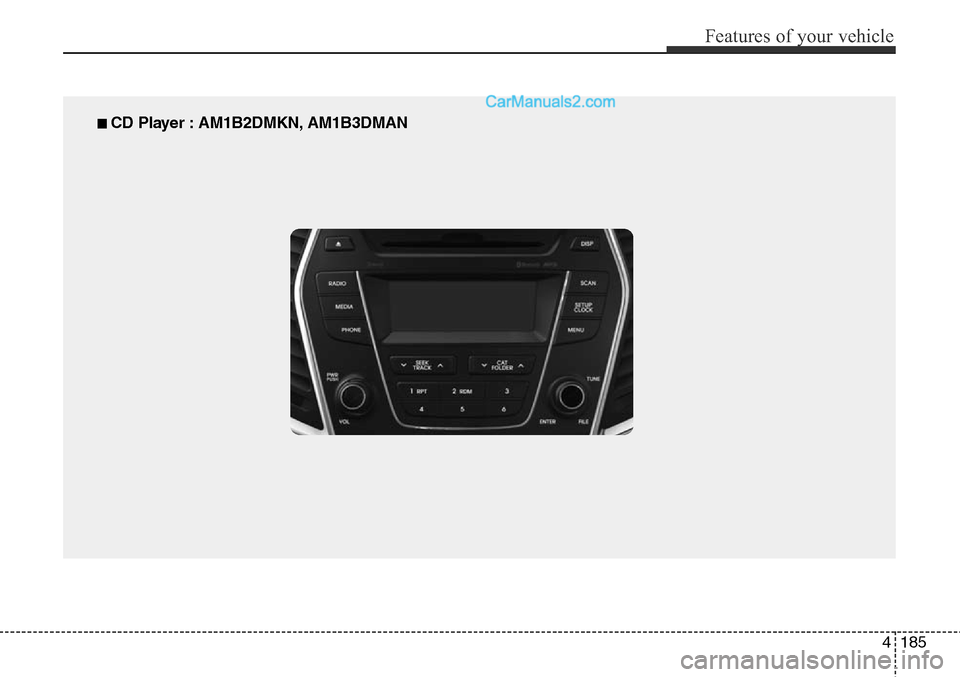 Hyundai Santa Fe Sport 2015  Owners Manual 4185
Features of your vehicle
■ CD Player : AM1B2DMKN, AM1B3DMAN  