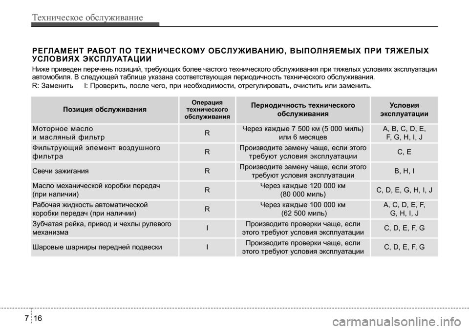Hyundai Solaris 2013  Инструкция по эксплуатации (in Russian) р е ГЛ А М е н т   рА Б о т   П о   т е Х н И Ч е с к о М У   о БсЛ У Ж И ВА н И Ю ,   В ы П оЛн Я е М ы Х   П р И   тЯ Ж е Л ы Х
У сЛ 