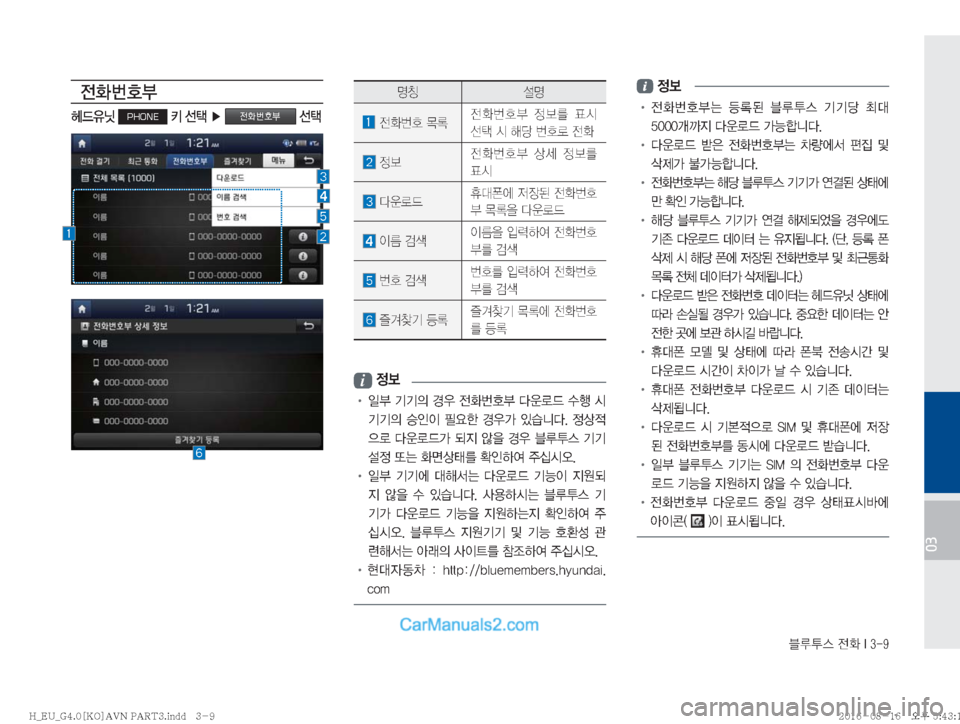 Hyundai Solati 2016  쏠라티 표준4 내비게이션 (in Korean) 6H	�
y
��*����
03

y
