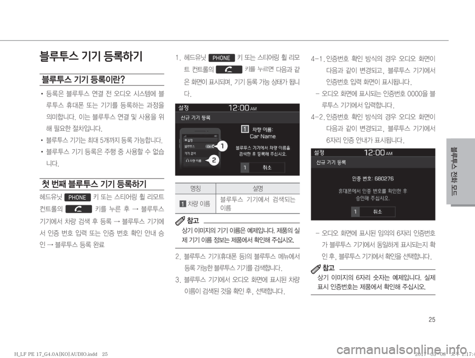 Hyundai Sonata 2017  LF쏘나타 표준4 오디오(A) (in Korean) ��
6H	�
y
�}X
블루투스 기기 등록하기
6 H	�
