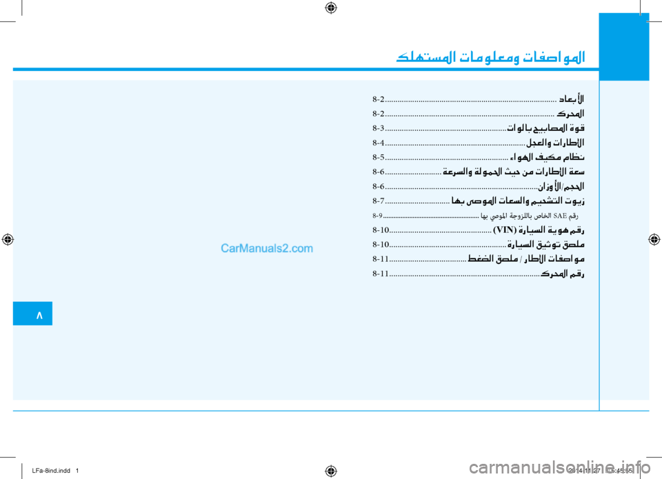 Hyundai Sonata 2015  دليل المالك  كلهتسلما تامولعمو تافصاولما
88
-2  ........................................................................\ك..........
داعبلأا
8-2  .................................