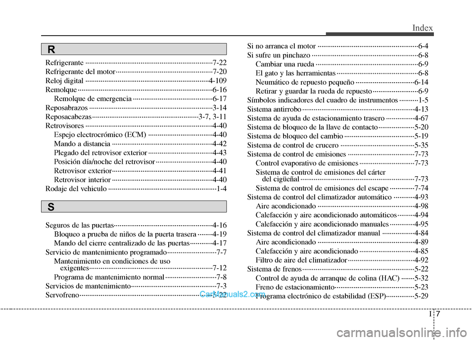 Hyundai Sonata 2012  Manual del propietario (in Spanish) I7
Index
Refrigerante ···································································7-22 
Refrigerante del motor ·······
