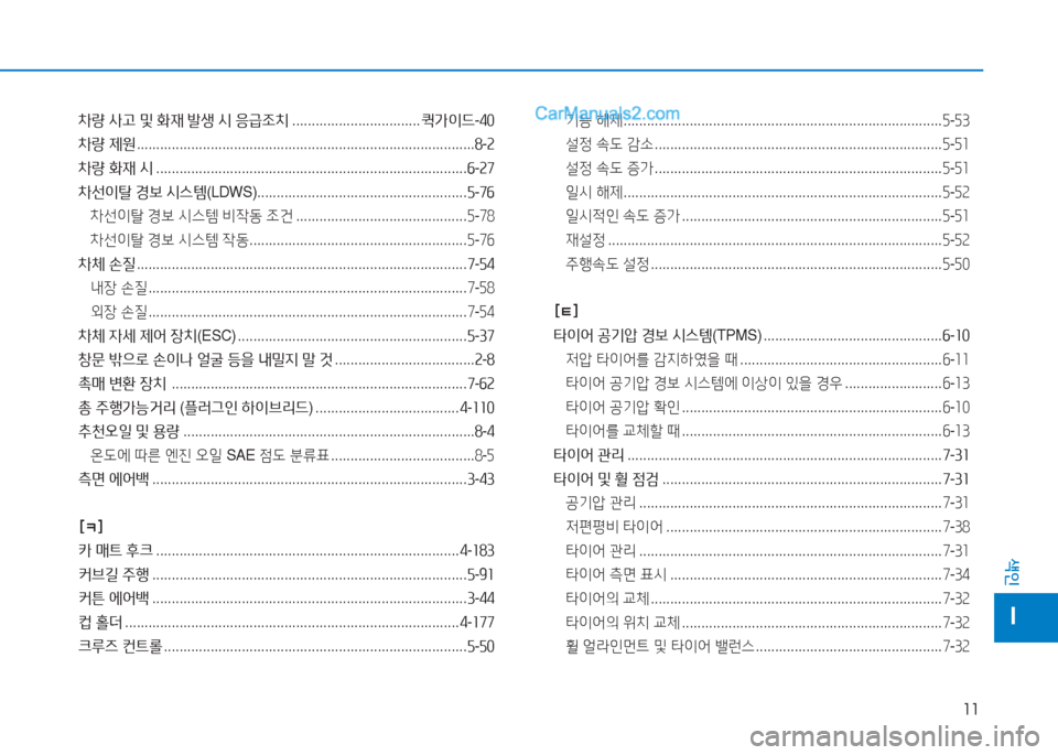 Hyundai Sonata Hybrid 2015  쏘나타 LF HEV/PHEV - 사용 설명서 (in Korean) 11
색인
I
8