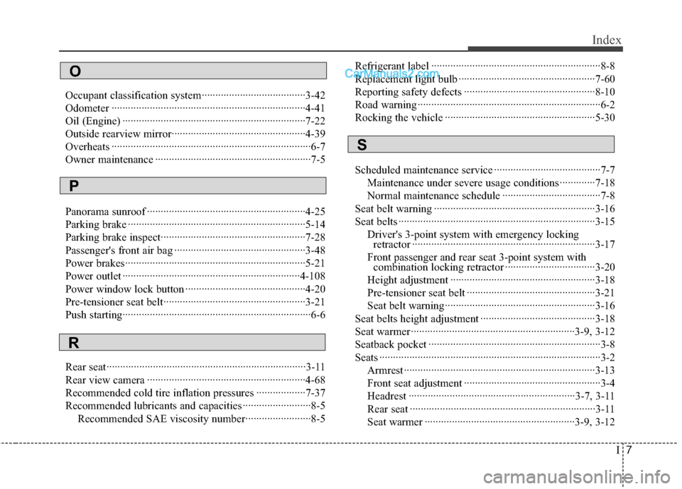 Hyundai Sonata Hybrid 2012  Owners Manual I7
Index
Occupant classification system··················\
··················\
··3-42
Odometer ··················\
··············