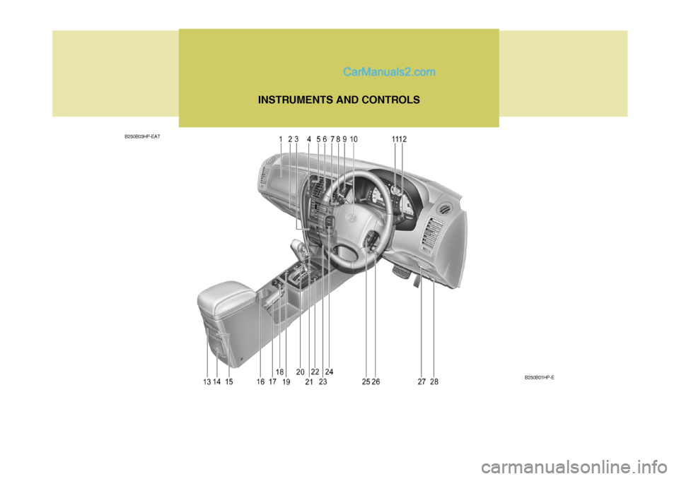 Hyundai Terracan 2006  Owners Manual B250B01HP-E
B250B03HP-EAT
INSTRUMENTS AND CONTROLS   