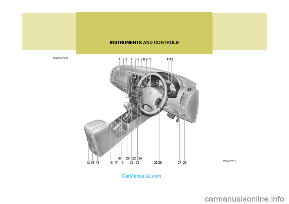 Hyundai Terracan 2005  Owners Manual B250B01HP-E
B250B03HP-EAT
INSTRUMENTS AND CONTROLS   