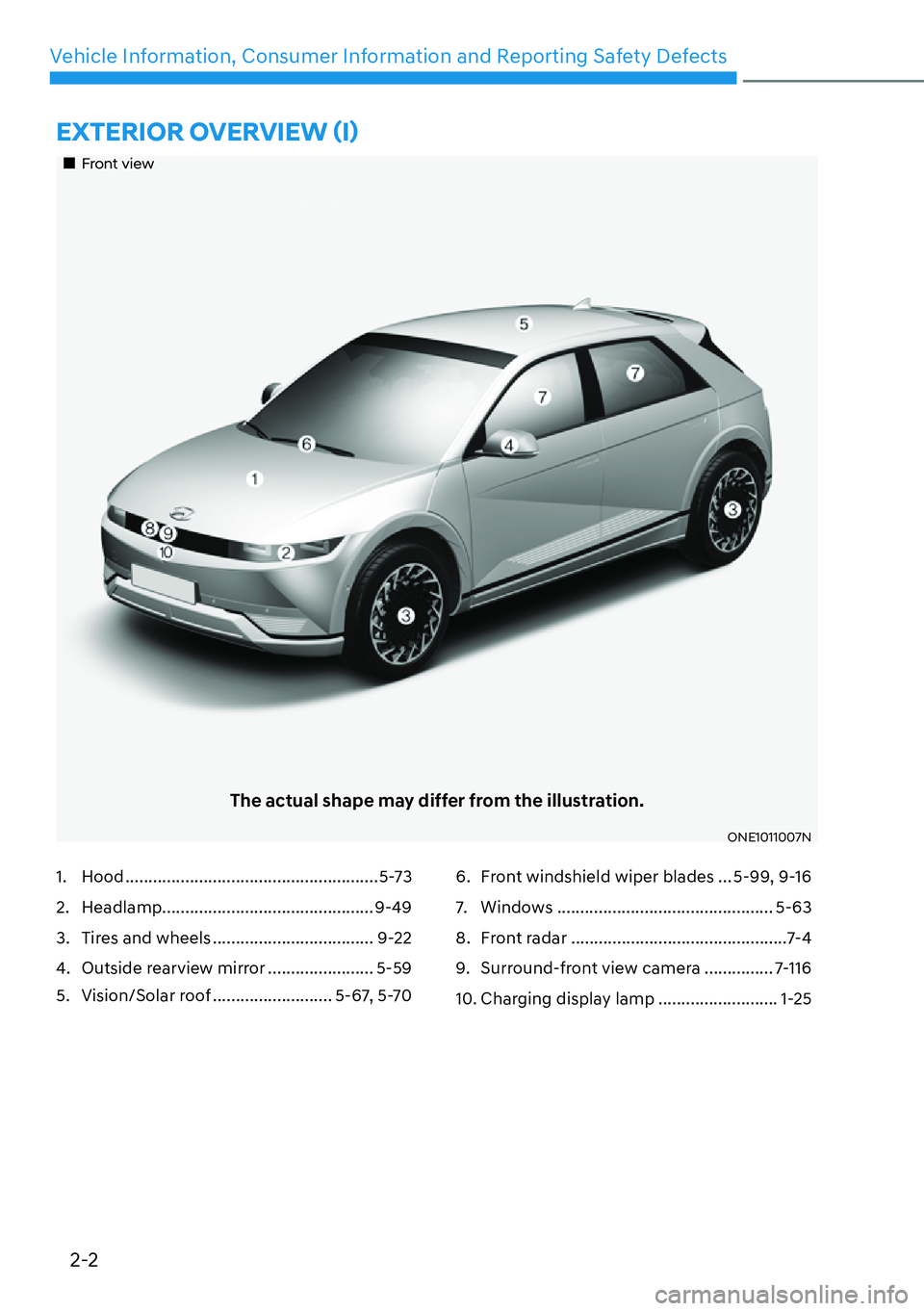HYUNDAI IONIQ 5 2022  Owners Manual 2-2
Vehicle Information, Consumer Information and Reporting Safety Defects
�(�;�7�(�5�,�2�5��2�9�(�5�9�,�(�:�