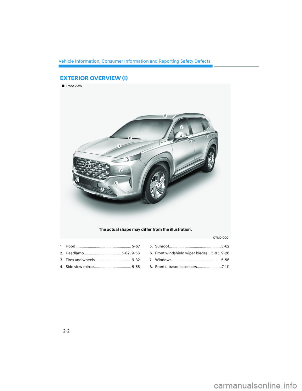 HYUNDAI SANTA FE 2022  Owners Manual 2-2
Vehicle Information, Consumer Information and Reporting Safety Defects
�(�;�7�(�5�,�2�5��2�9�(�5�9�,�(�:�