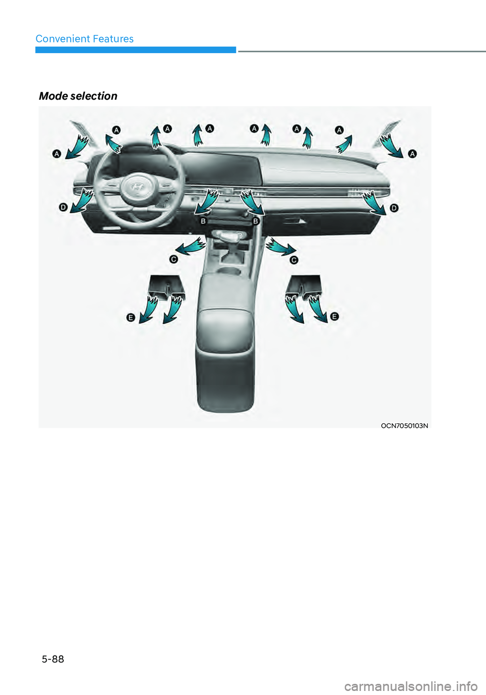 HYUNDAI ELANTRA HYBRID 2021  Owners Manual Convenient Features
5-88
Mode selection
OCN7050103N    