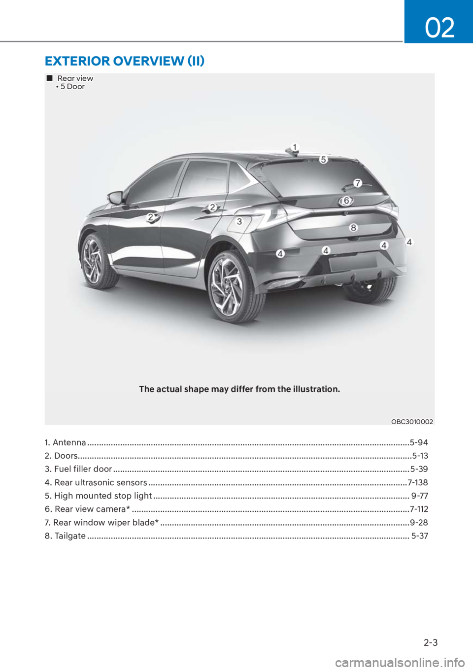 HYUNDAI I20 2023  Owners Manual 2-3
02
�(�;�7�(�5�,�2�5��2�9�(�5�9�,�(�:�