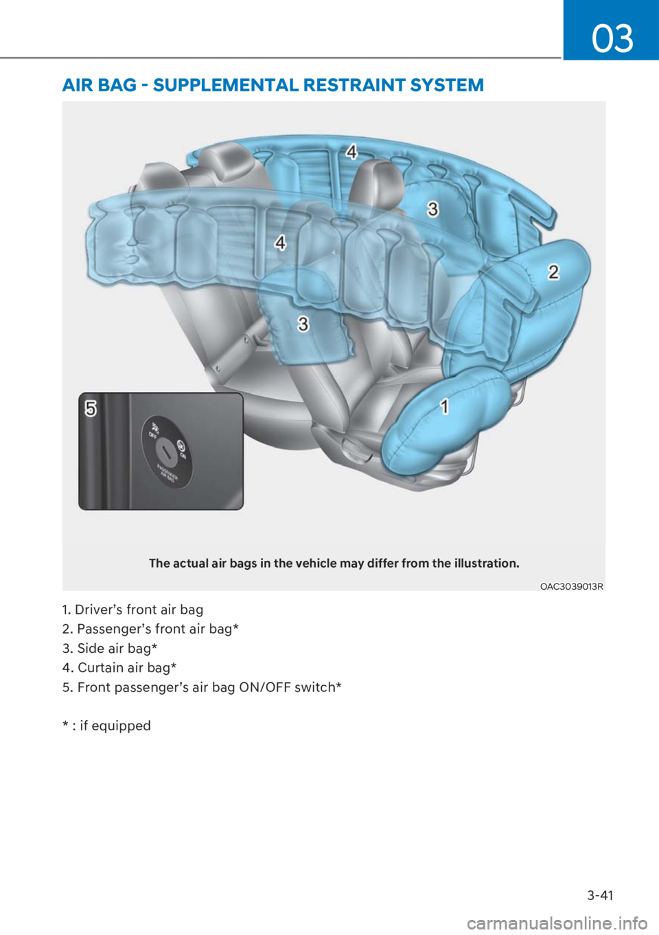 HYUNDAI I20 2023  Owners Manual 3-41
03
�$�,�5��%�$�*�