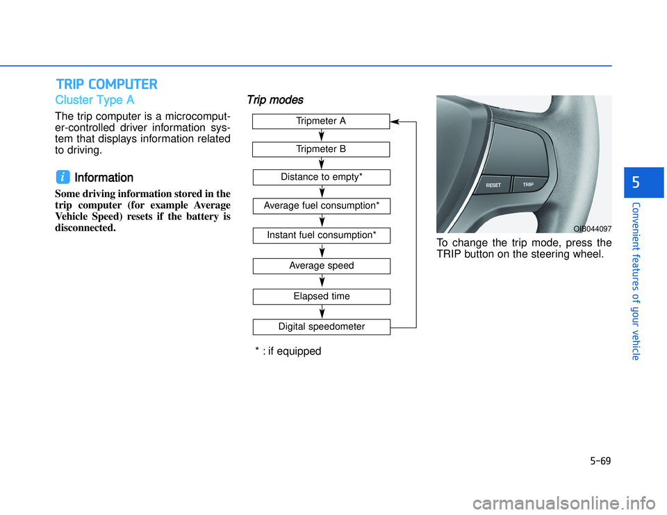 HYUNDAI I20 2014  Owners Manual �)�)�*�����&�!��"�)�+�*
�)���
�#�1�0�*�3�0�-�3�0�.�2�+�3�%�.�,�/�3�(�2�1�+�2�"�1�,�/�2�*�3�!�-�$�&�3�
Cluster Type AThe trip computer is a microcomput-
er-controlled driver information sys-
t