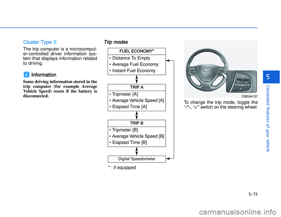 HYUNDAI I20 2014  Owners Manual �)���
�#�1�0�*�3�0�-�3�0�.�2�+�3�%�.�,�/�3�(�2�1�+�2�"�1�,�/�2�*�3�!�-�$�&�3�
CCluster Type B The trip computer is a microcomput-
er-controlled driver information sys-
tem that displays informatio