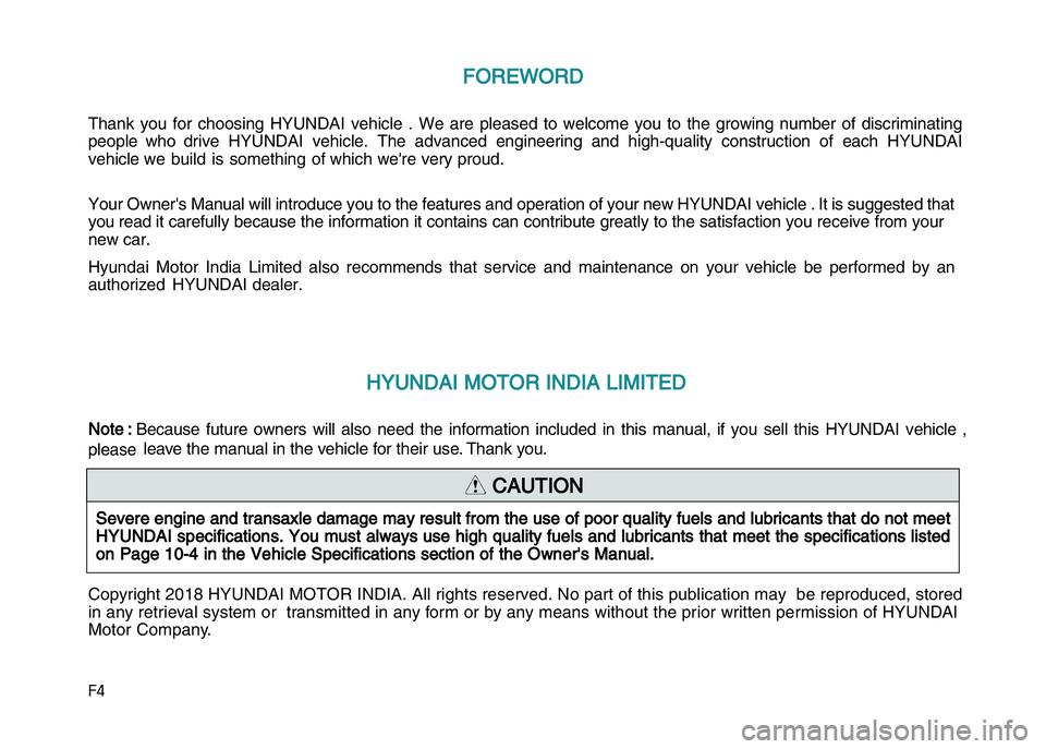 HYUNDAI I20 2014  Owners Manual ��
FFOREWORD T
hank  you  for  choosing  HYUNDAI  vehicle 
.  We  are  pleased  to  welcome  you  to  the  growing  number  of  discriminating 
p
eople  who  drive  HYUNDAI  vehicle.  The  advanced 