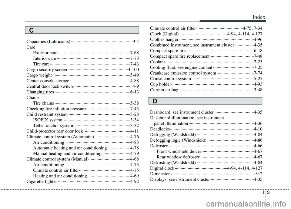 HYUNDAI I30 2015  Owners Manual I3
Index
Capacities (Lubricants) ·····················································9-4 Care
Exterior care ···················