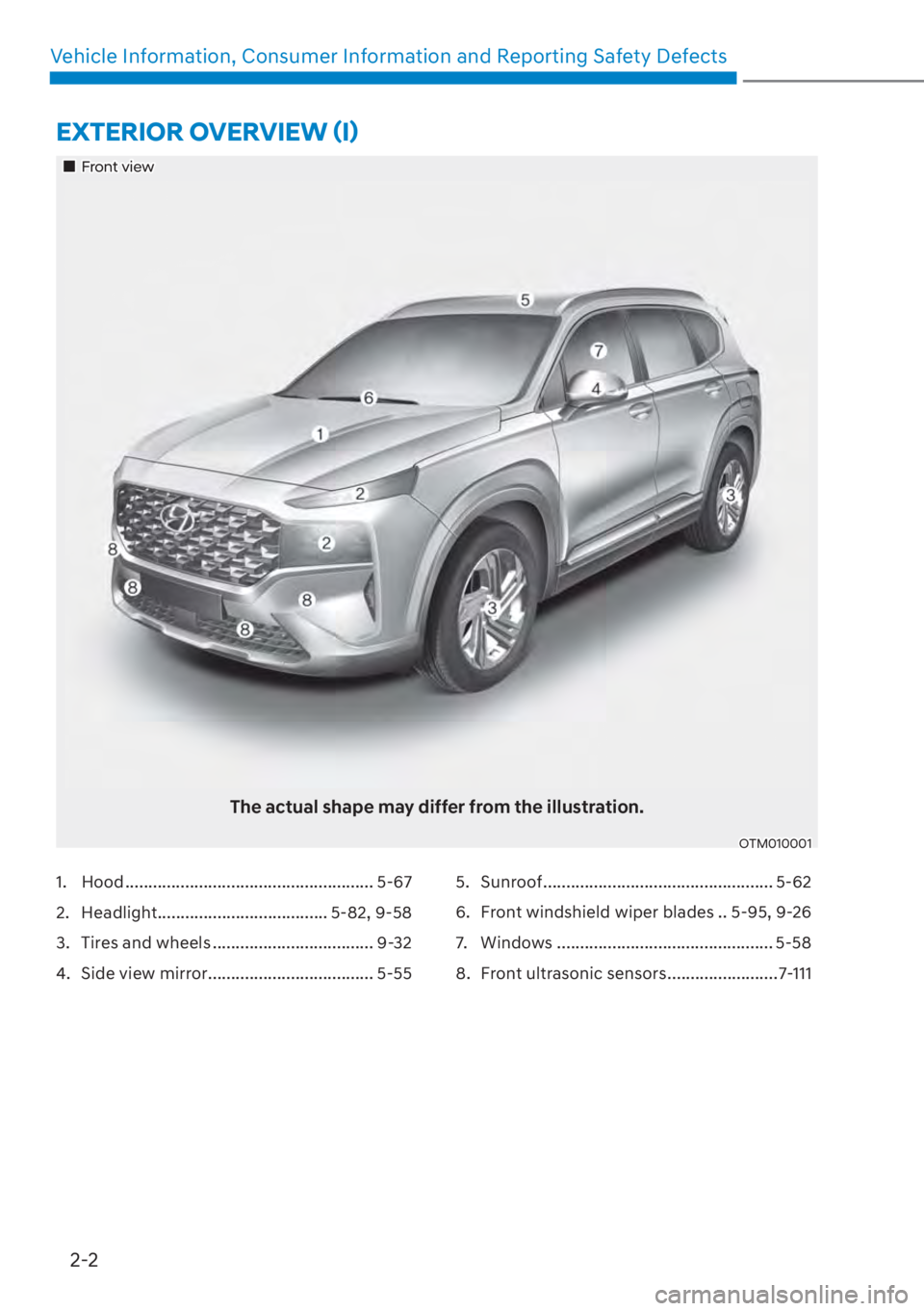 HYUNDAI SANTA FE 2023  Owners Manual 2-2
Vehicle Information, Consumer Information and Reporting Safety Defects
�(�;�7�(�5�,�2�5��2�9�(�5�9�,�(�:�