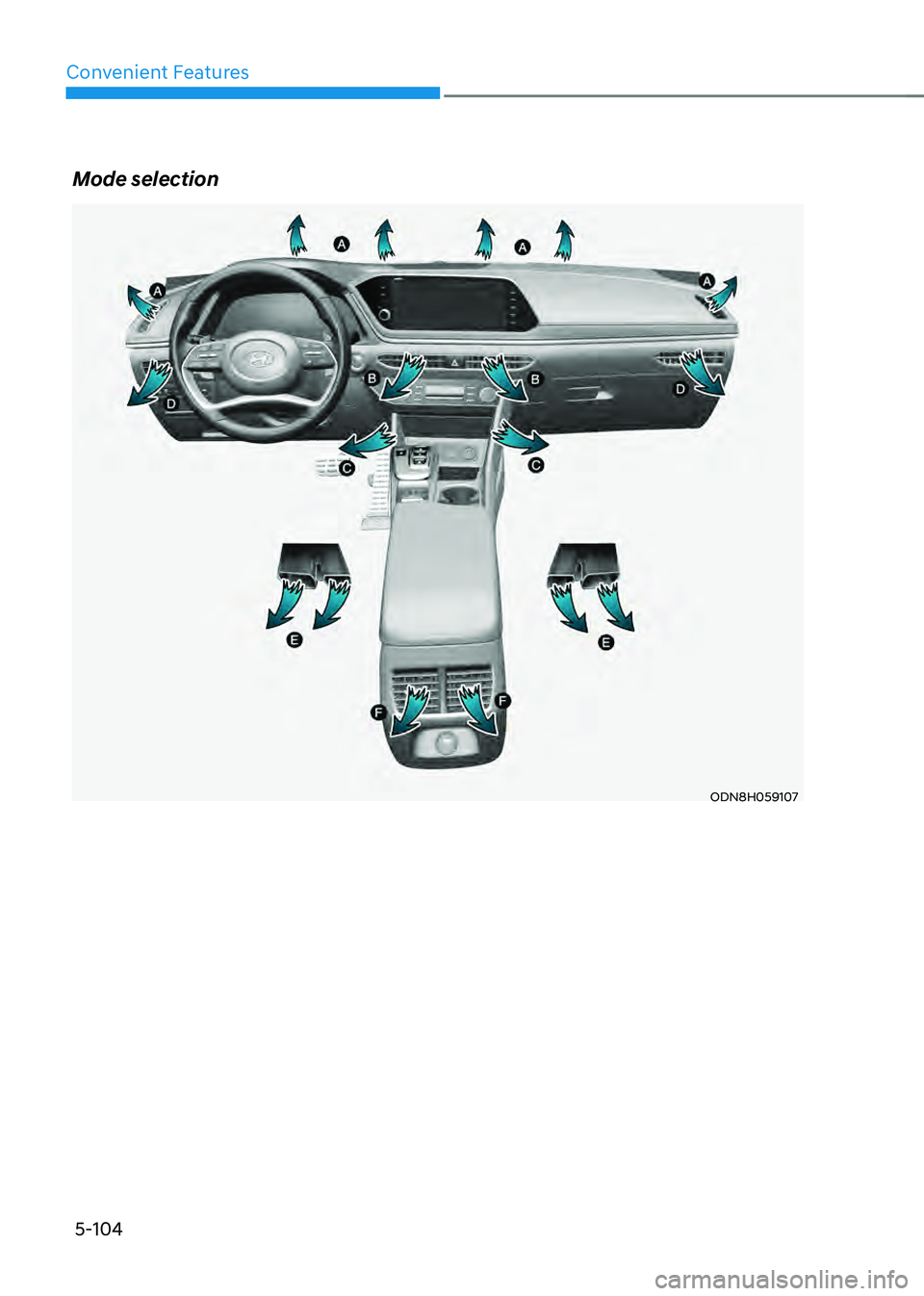 HYUNDAI SONATA HYBRID 2022  Owners Manual Convenient Features
5-104
Mode selection 
ODN8H059107    