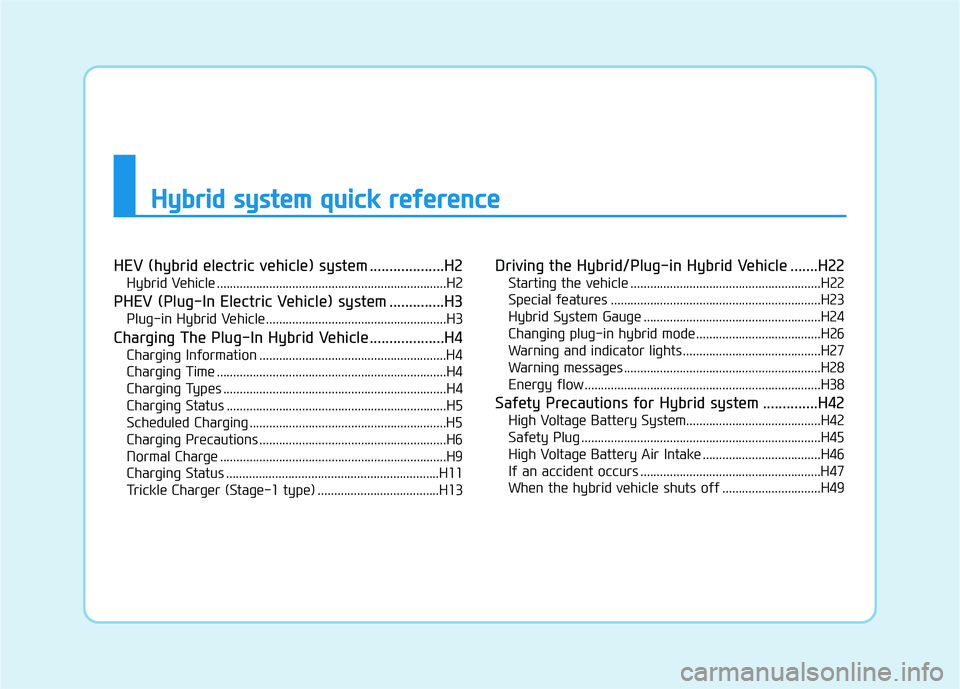 HYUNDAI SONATA HYBRID 2019 Owners Manual HHyybbrriidd ss yy ssttee mm qq uu iicc kk rr ee ffee rree nn ccee
HEV (hybrid electric vehicle) system ...................H2
Hybrid Vehicle ..................................................... HYUNDAI SONATA HYBRID 2019 Owners Manual HHyybbrriidd ss yy ssttee mm qq uu iicc kk rr ee ffee rree nn ccee
HEV (hybrid electric vehicle) system ...................H2
Hybrid Vehicle .....................................................