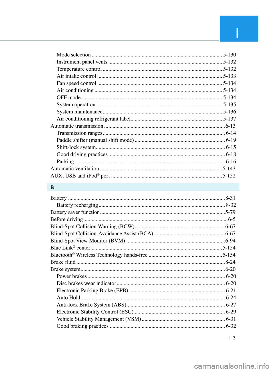 HYUNDAI SONATA LIMITED 2022  Owners Manual I
I-3
Mode selection ........................................................................\
...................... 5-130
Instrument panel vents
 
 ..................................................