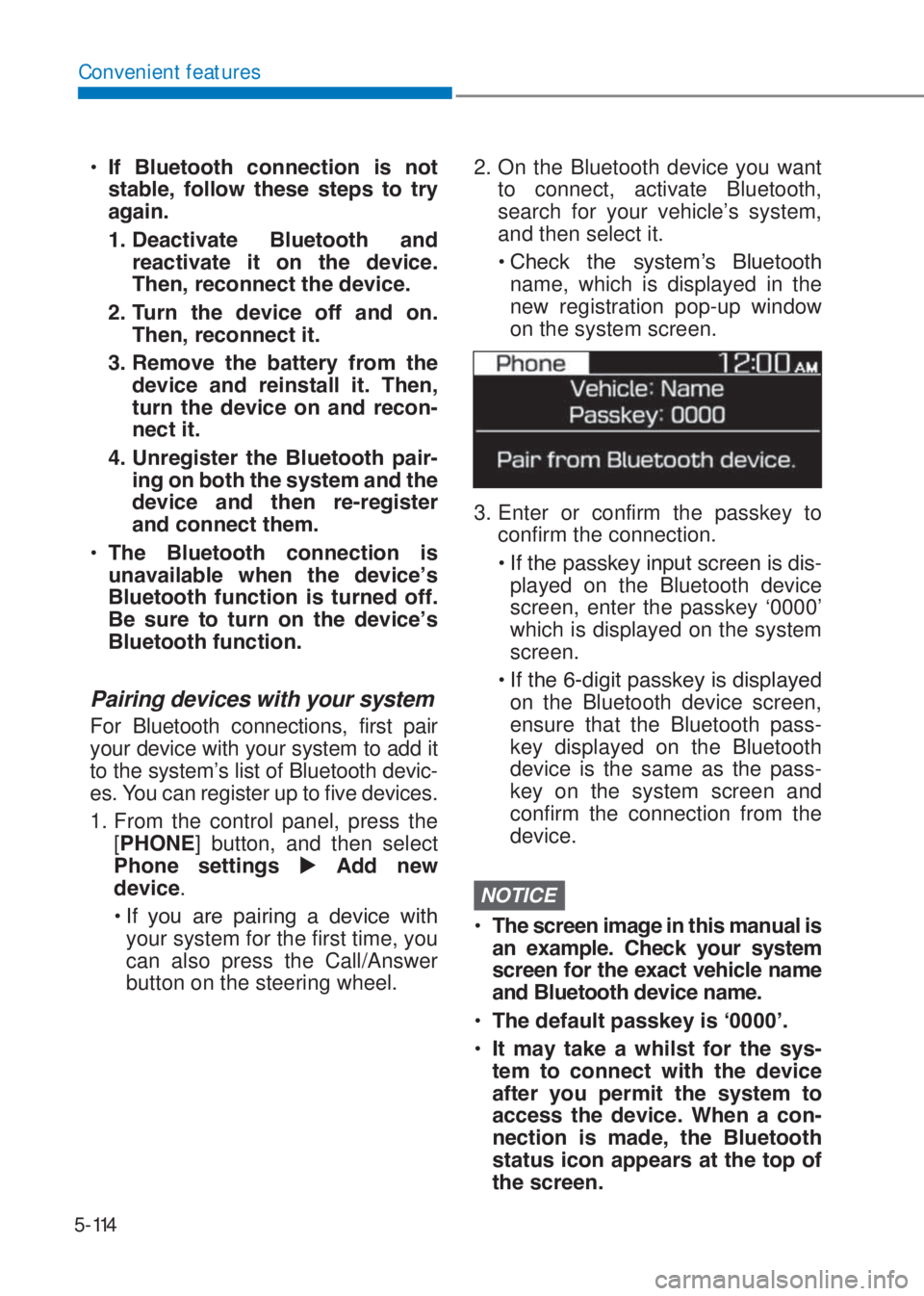 HYUNDAI I10 2023  Owners Manual 5-114
Convenient features
�