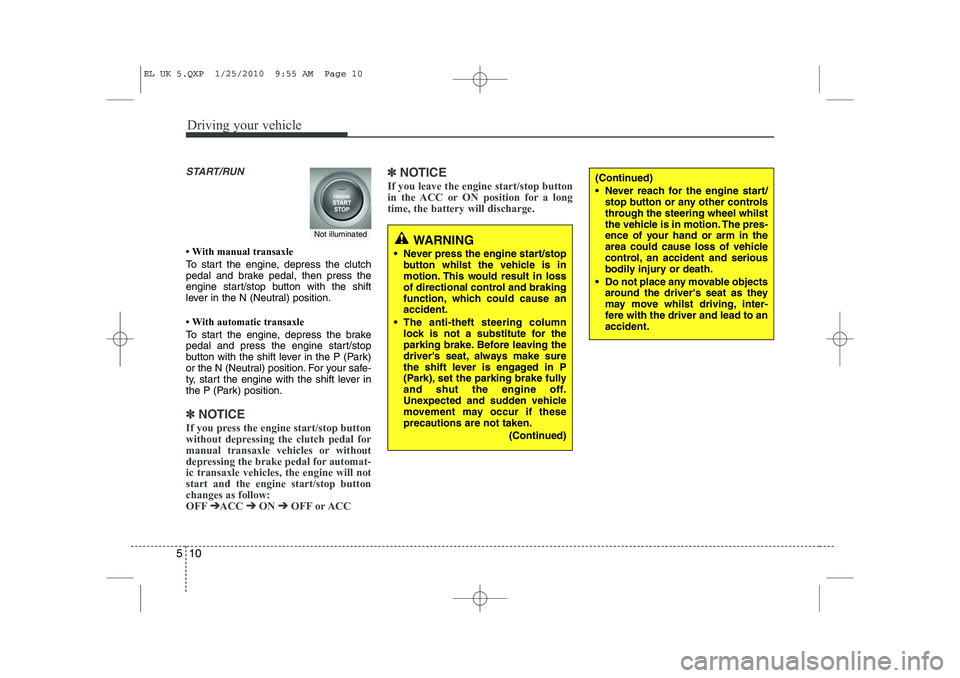 HYUNDAI IX35 2011  Owners Manual Driving your vehicle
10
5
START/RUN
