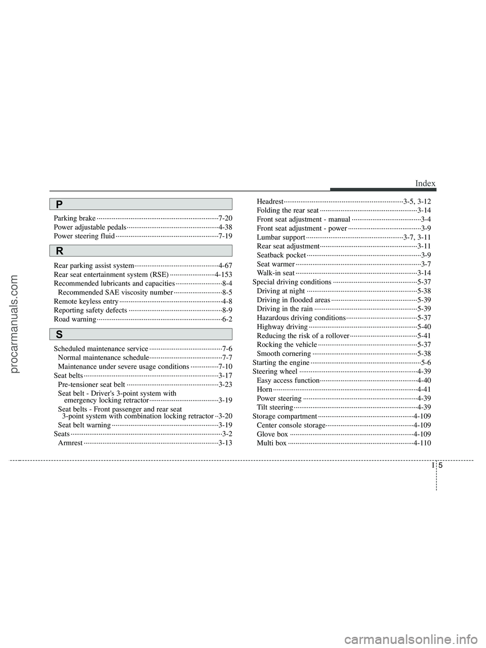 HYUNDAI VERACRUZ 2010  Owners Manual I5
Index
Parking brake ·································································7-20
Power adjustable pedals·········