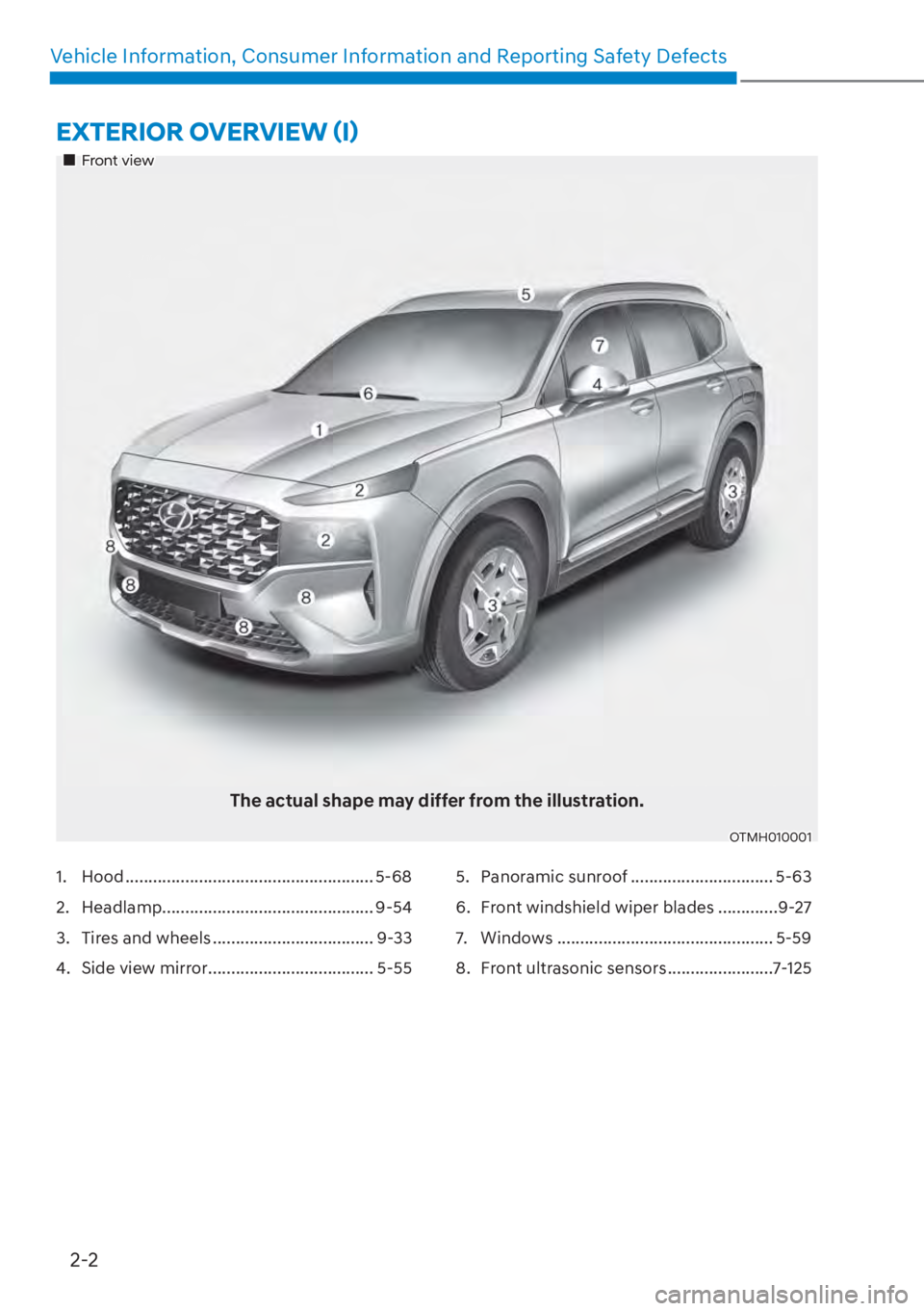 HYUNDAI SANTA FE HYBRID 2023  Owners Manual 2-2
Vehicle Information, Consumer Information and Reporting Safety Defects
�(�;�7�(�5�,�2�5��2�9�(�5�9�,�(�:�