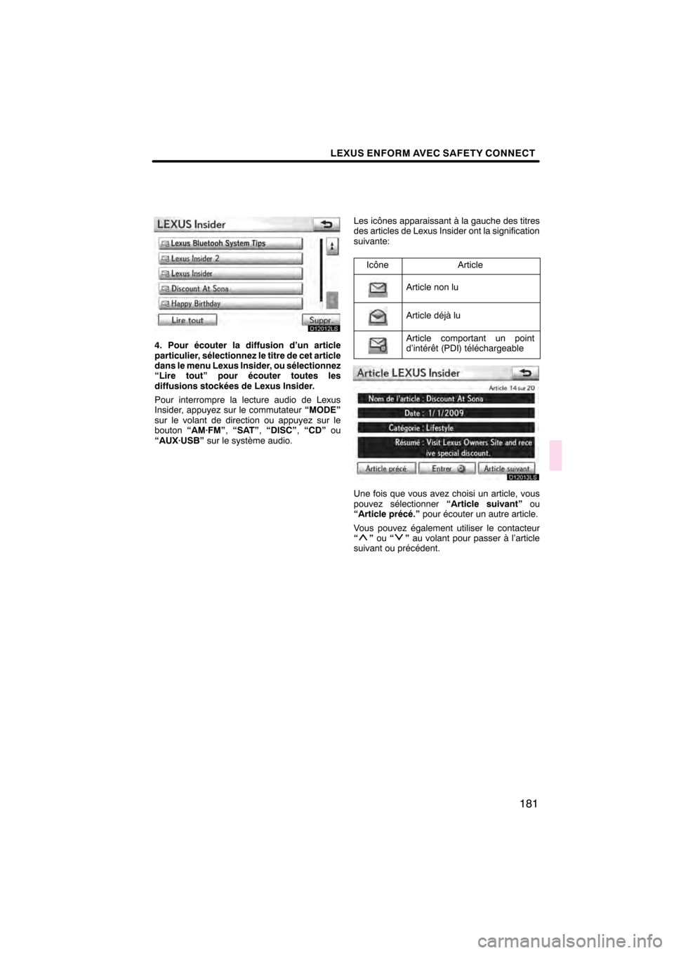 Lexus CT200h 2011  Système de navigation manuel du propriétaire (in French)  \b	
 \f
  
\b



     ! 
"#   $     
   %  &  #    $
( 