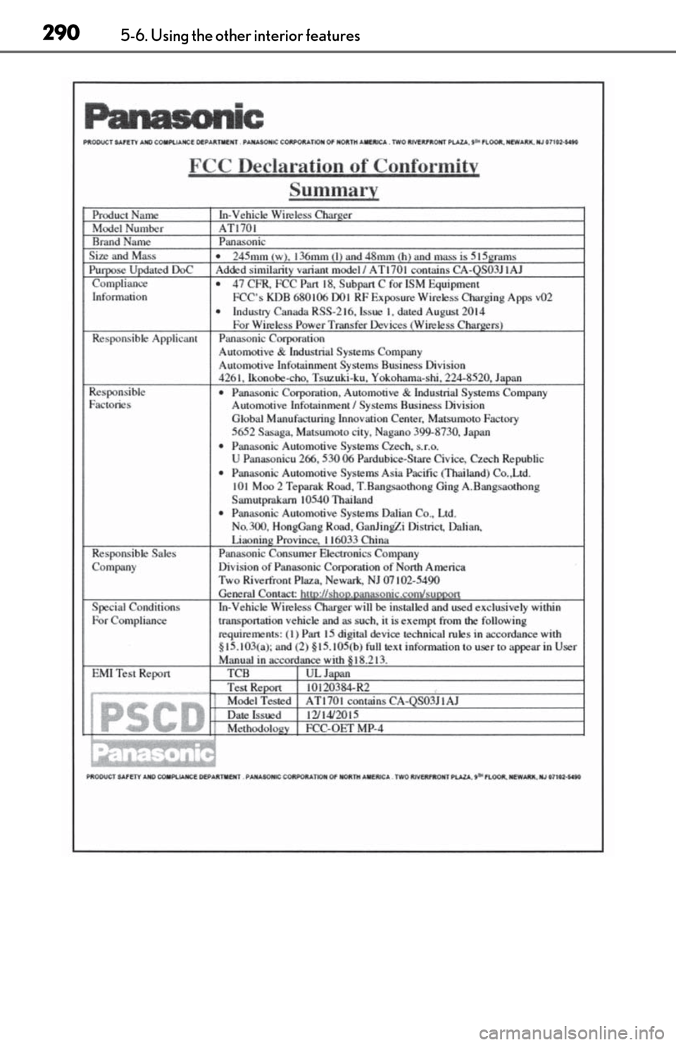 Lexus ES300h 2020  Owners Manual 2905-6. Using the other interior features 