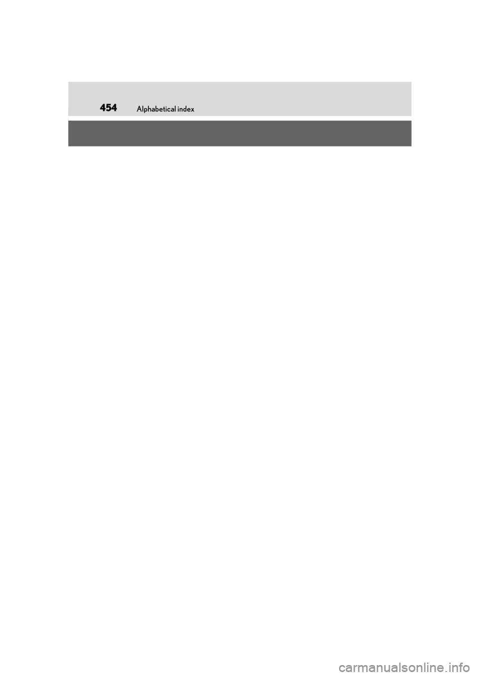Lexus ES300h 2019  Owners Manual (OM33E25U) 454Alphabetical index 