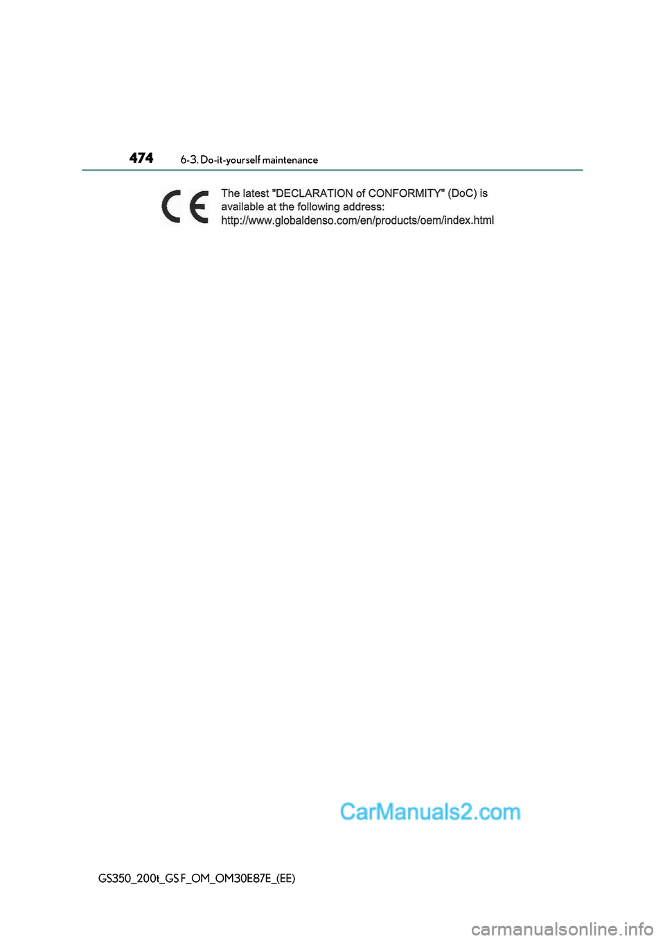 Lexus GS200t 2016  Owners Manuals 4746-3. Do-it-yourself maintenance
GS350_200t_GS F_OM_OM30E87E_(EE)  