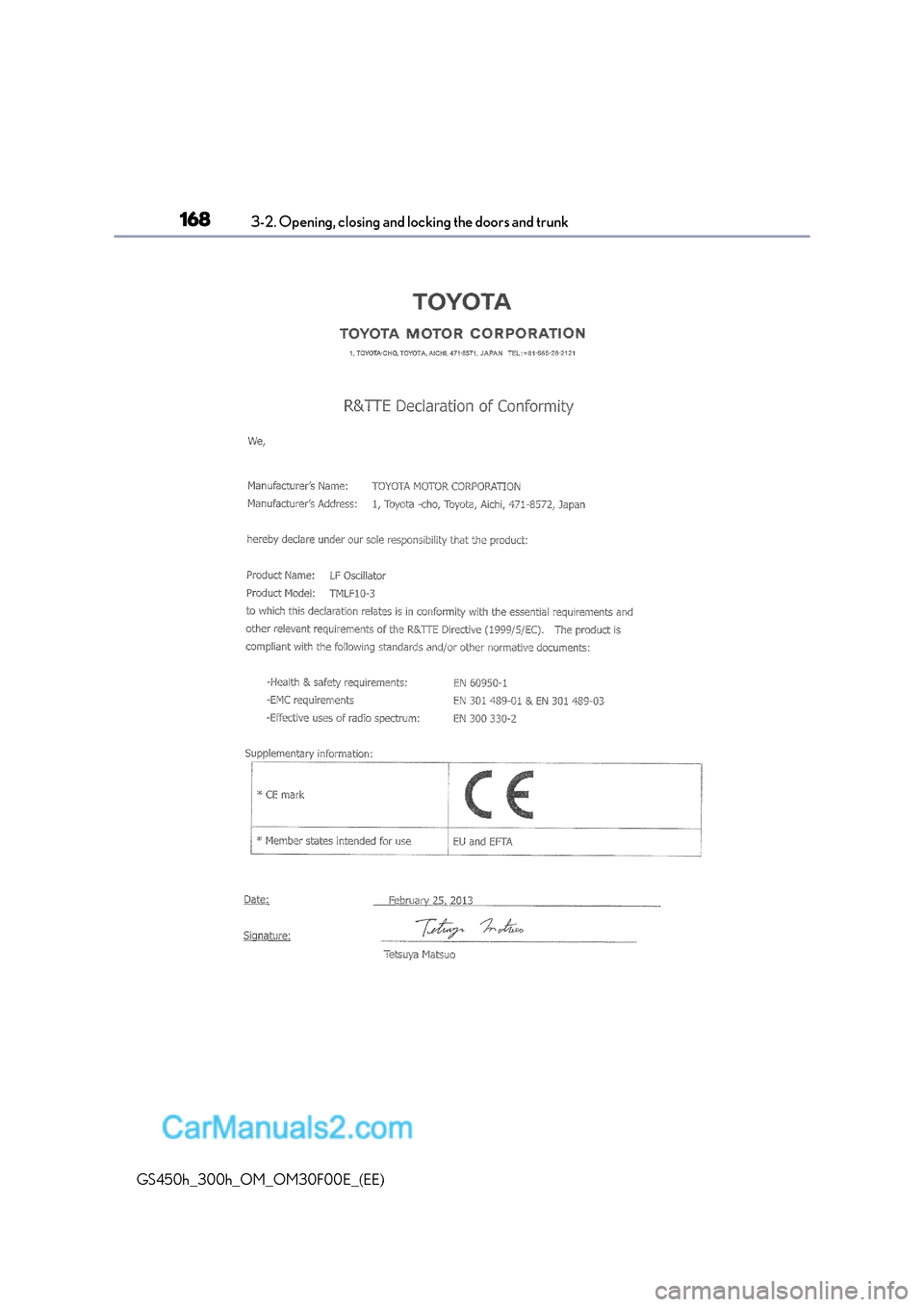 Lexus GS300h 2015  Owners Manual 1683-2. Opening, closing and locking the doors and trunk
GS450h_300h_OM_OM30F00E_(EE)  
