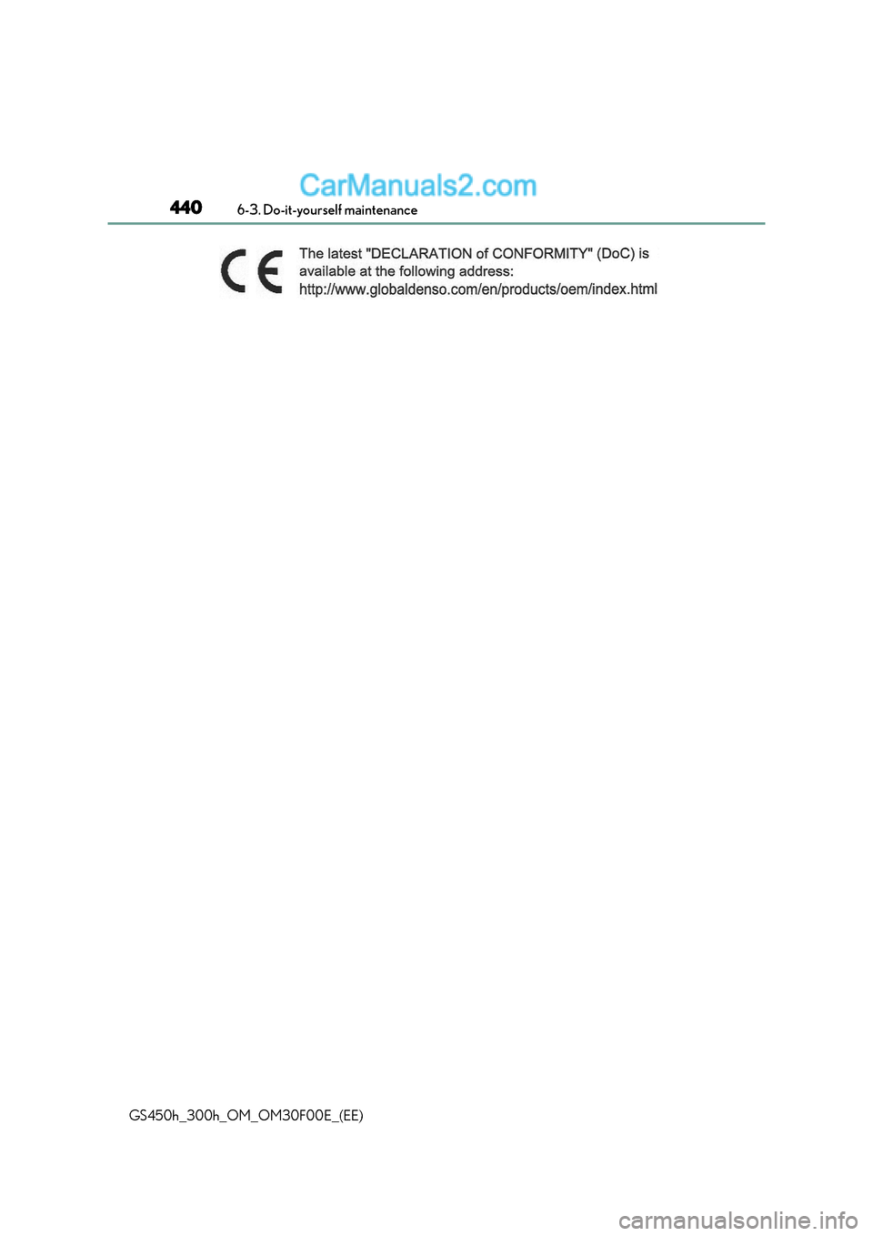 Lexus GS300h 2015  Owners Manual 4406-3. Do-it-yourself maintenance
GS450h_300h_OM_OM30F00E_(EE)  