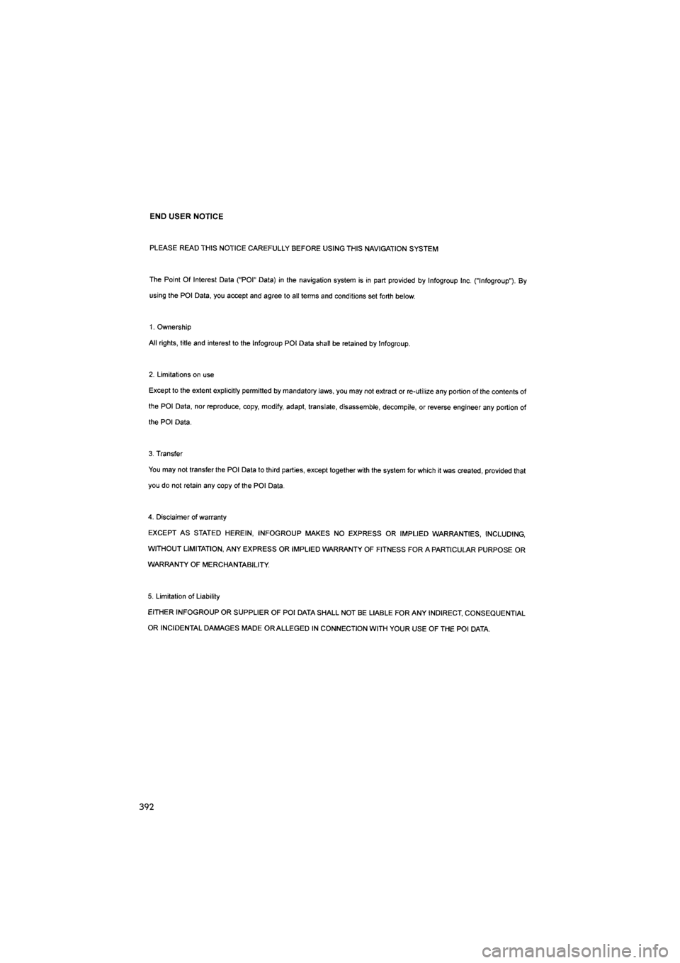Lexus GX460 2017  Navigation Manual 392
GX460_Navi_OM60N98U_(U)16.05.30     14:27
GX_Navi_OM60N98U_(U).book  Page 392  Monday, May 30, 2016  2:28 PM 