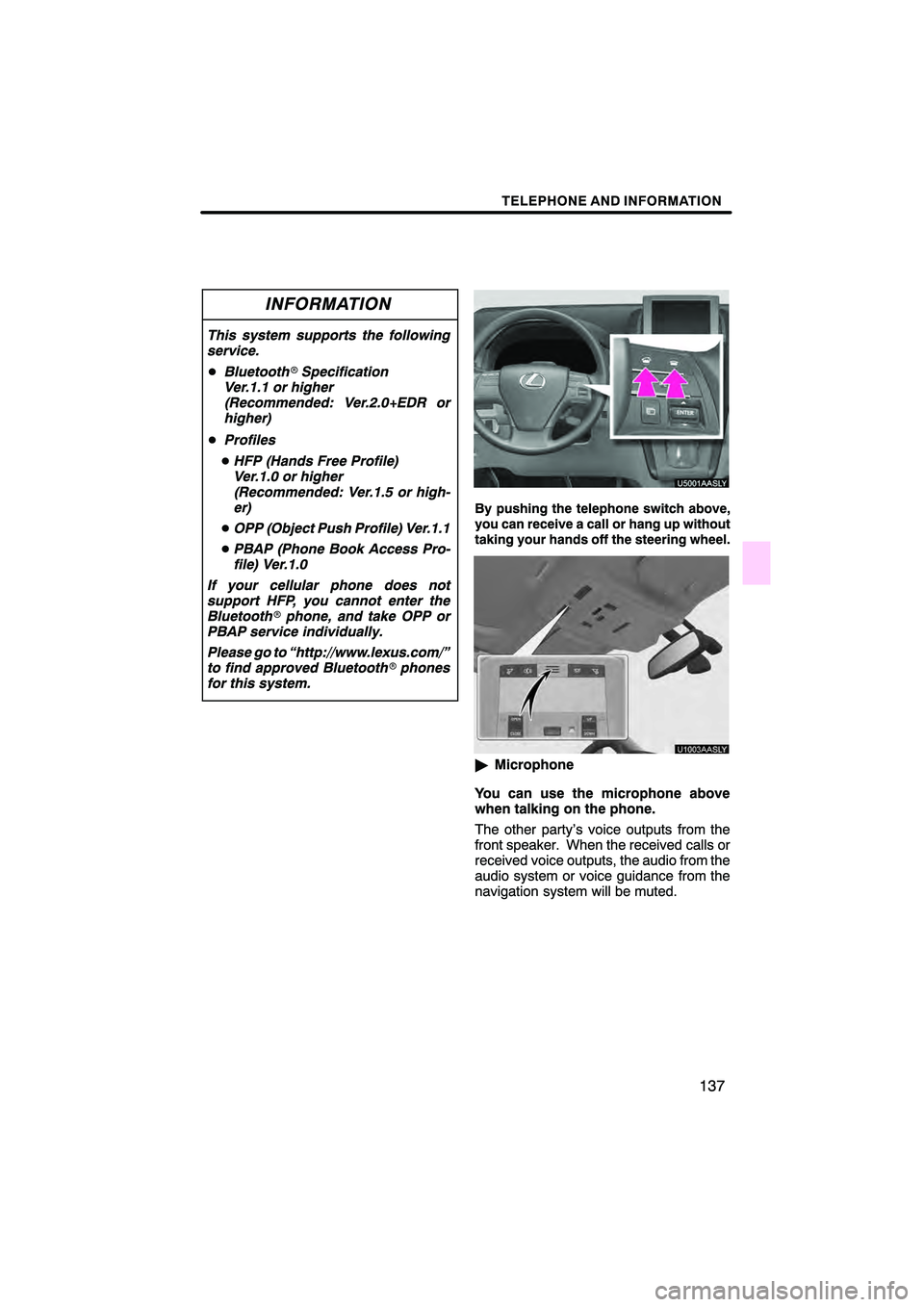 Lexus HS250h 2010  Navigation Manual 
