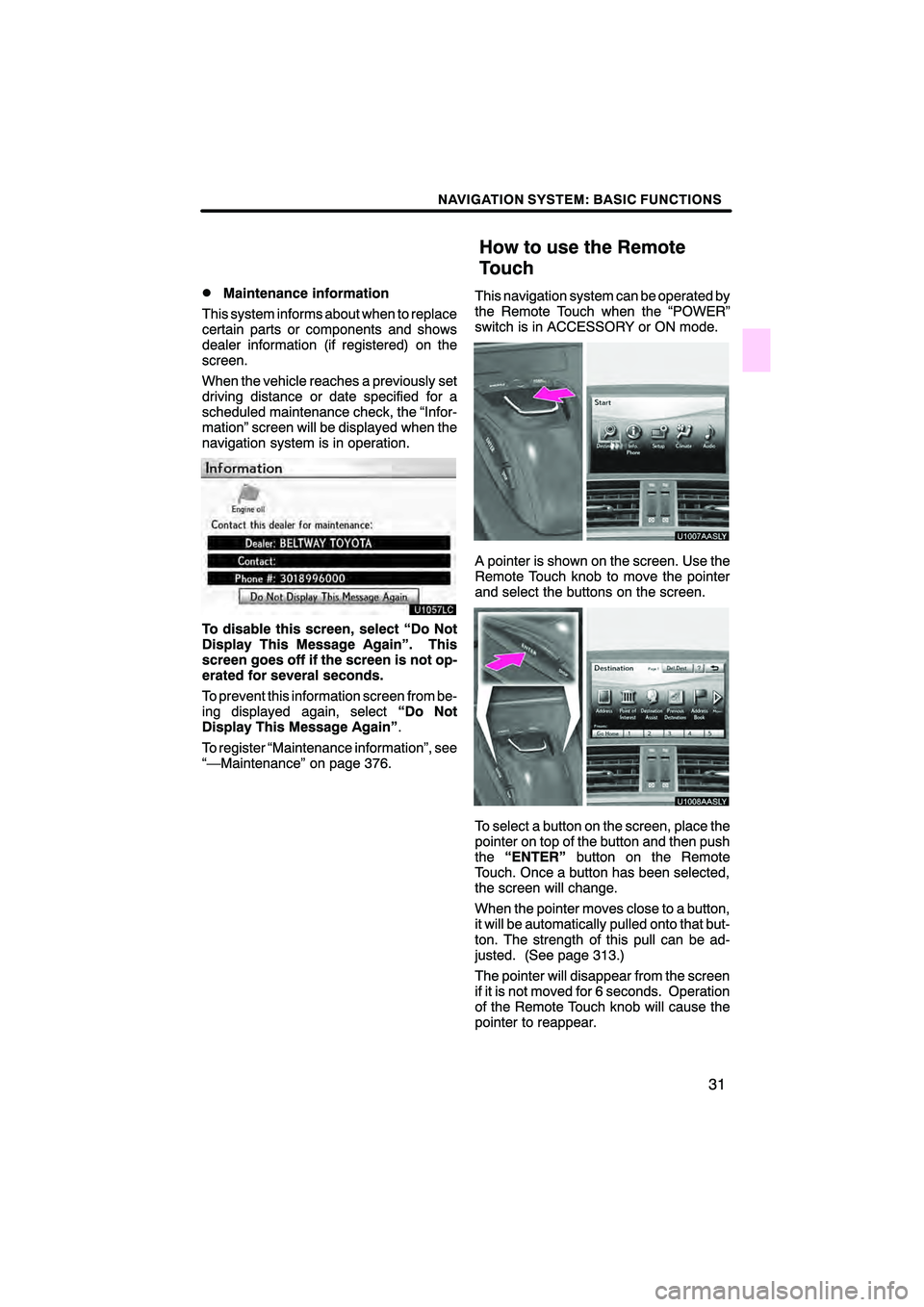 Lexus HS250h 2010  Navigation Manual 